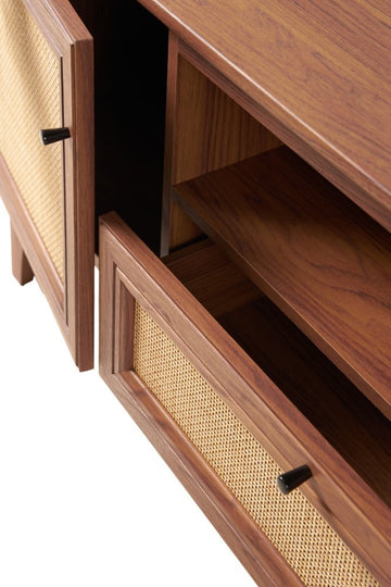 Finley 59 in. Farmhouse Caned TV Stand with Drawer and Storage Doors Fits TVs up to 65 in. with Cable Management - JONATHAN Y